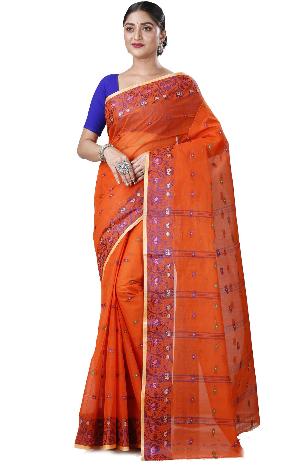 Orange Pure Cotton Gopika Tant Saree (1055)